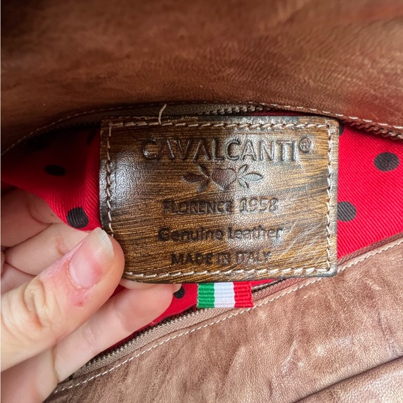 CAVALCANTI Leather Brown Fringe Boho Made in Italy Shoulder Bag - Picture 7 of 16